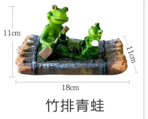 Small Yard Fish Pond Simulation Animal Bamboo Raft Frog Resin Ornaments Garden Decoration Courtyard Pond Floating Fish Tank The Zebra Effect