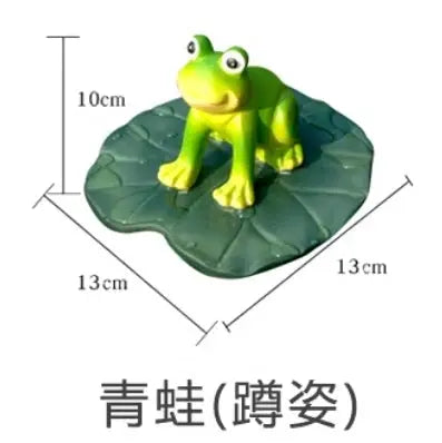 Small Yard Fish Pond Simulation Animal Bamboo Raft Frog Resin Ornaments Garden Decoration Courtyard Pond Floating Fish Tank The Zebra Effect