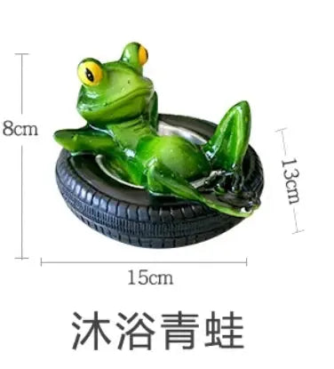 Small Yard Fish Pond Simulation Animal Bamboo Raft Frog Resin Ornaments Garden Decoration Courtyard Pond Floating Fish Tank The Zebra Effect