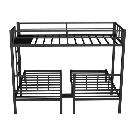 Twin Over Twin Twin Bunk Beds For 3, Twin XL Over Twin Twin Bunk Bed Metal Triple Bunk Bed, Black Magenta Charlie