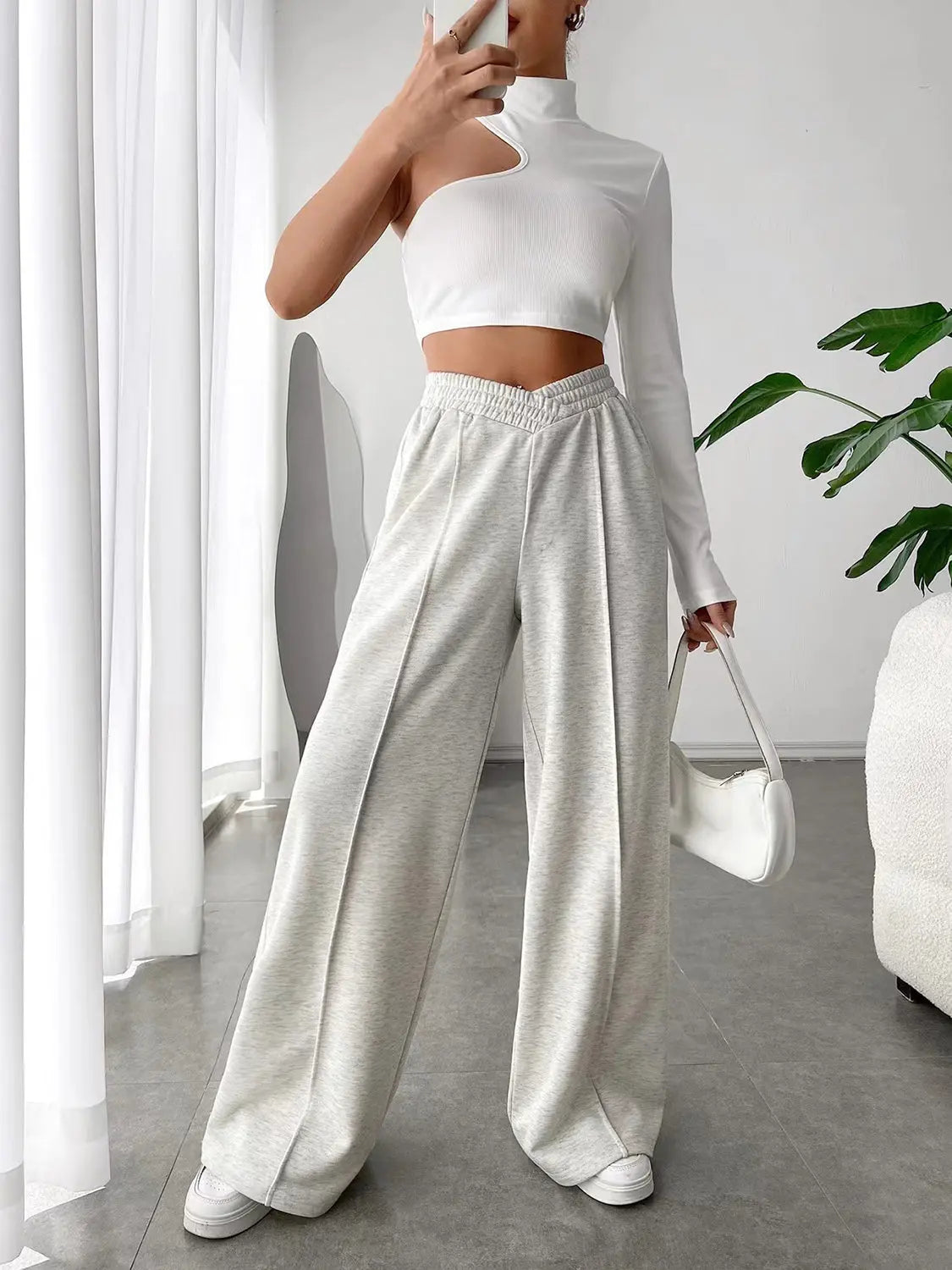 Elastic Waist Wide Leg Pants Trendsi