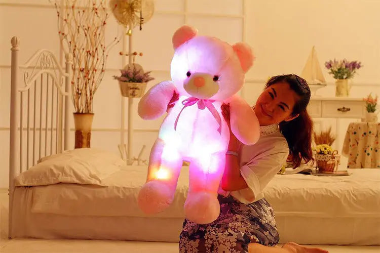 Creative Light Up LED Teddy Bear Stuffed Animals Plush Toy Colorful Glowing Christmas Gift For Kids Pillow The Zebra Effect