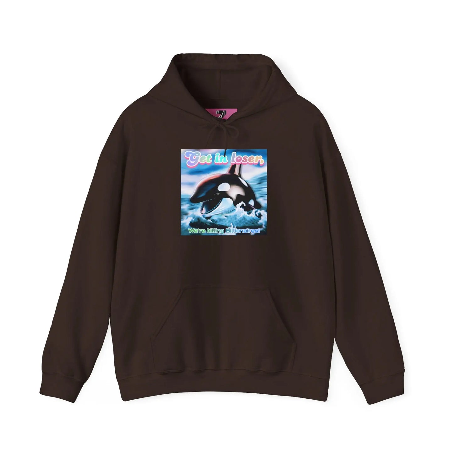 Hooded Sweatshirt Get in loser Orca humor shirt Printify