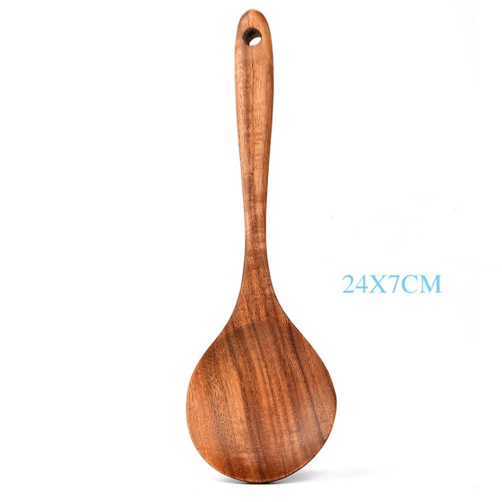 Teak Natural Wood Tableware Spoon Ladle Turner Rice Colander Soup Skimmer Cooking Tool Sets Spoon Scoop Kitchen Tools Gadgets Magenta Charlie