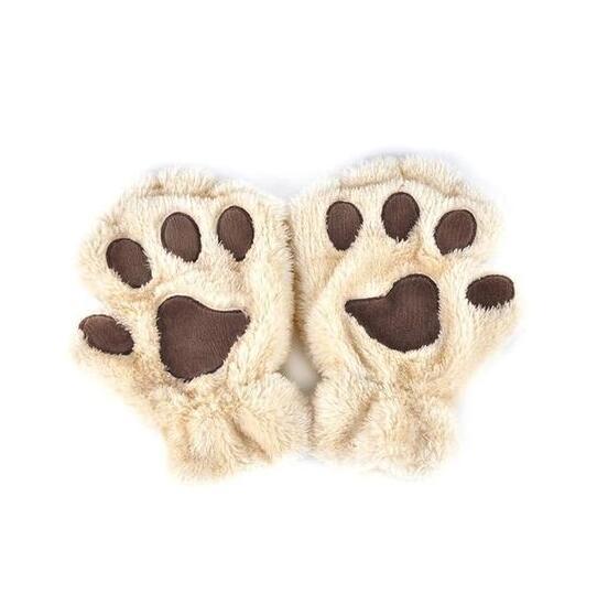 Winter Lovely Half Cover Paw Bear Cat Claw Gloves Short Finger Magenta Charlie