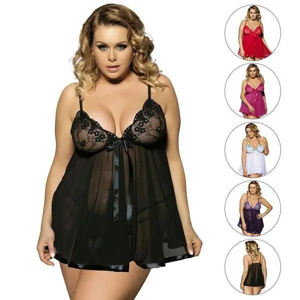 Plus Size Women Sexy Lingerie  6XL  Sleepwear Sleepdress Magenta Charlie