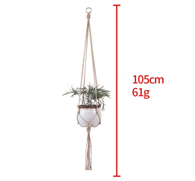 Hand-woven plant hanging basket cotton rope sling basket Magenta Charlie