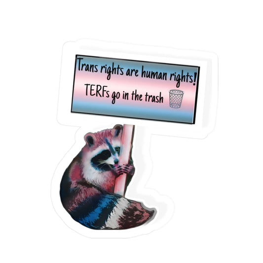 Vinyl Decal - Trans Rights Are Human Rights Trash Panda Printify