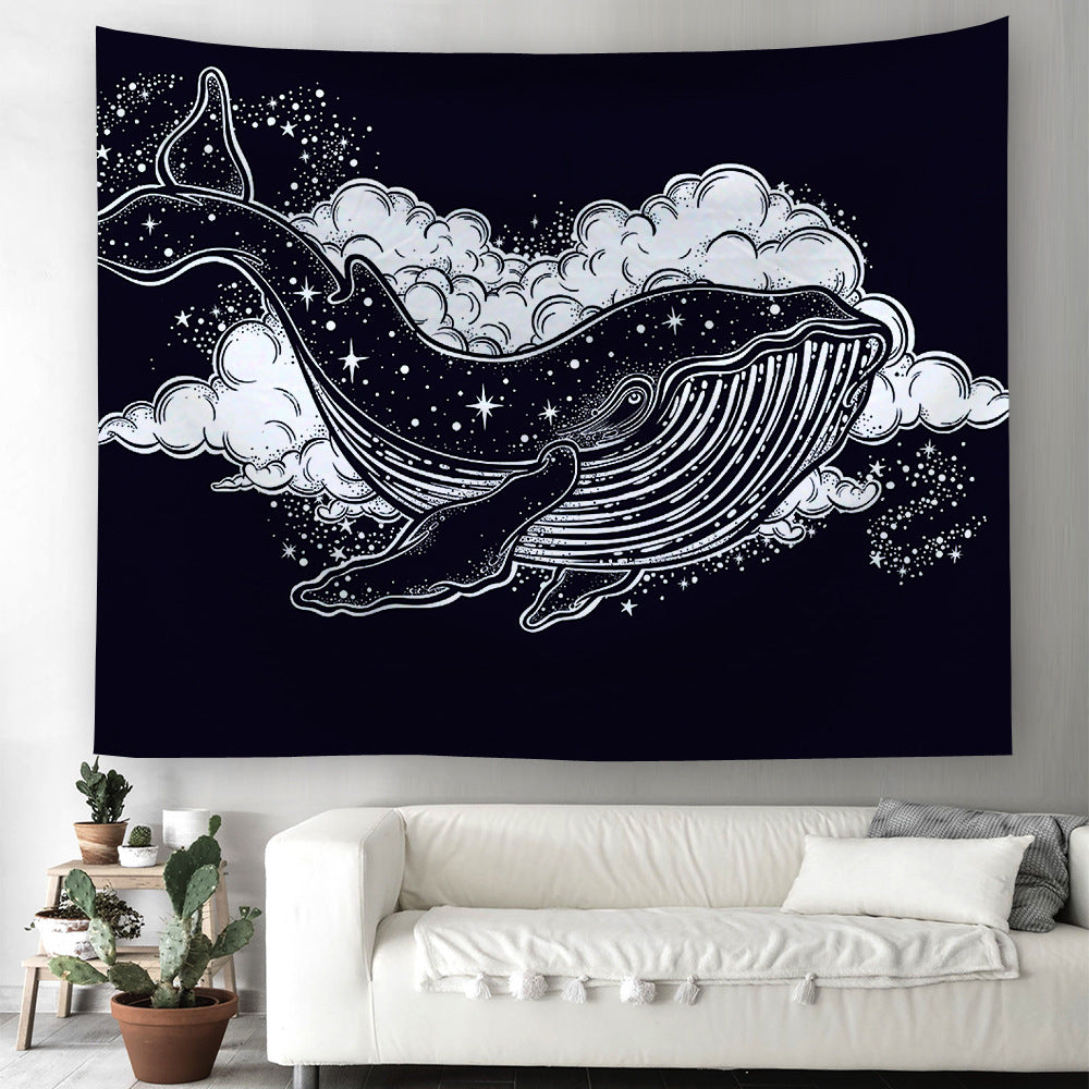 Whale Wall Decoration Hanging Cloth Bedside Tapestry Magenta Charlie