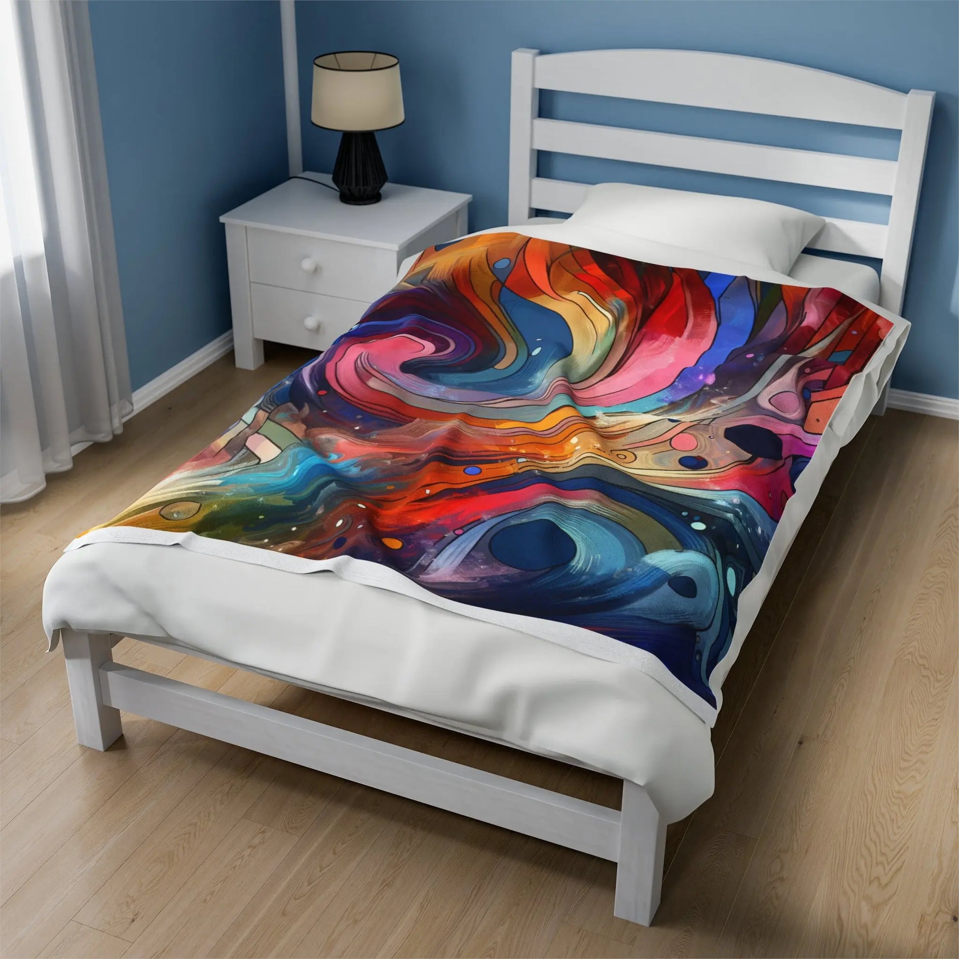 Velveteen Plush Blanket - Abstract Art Design Printify