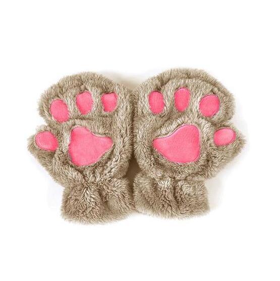 Winter Lovely Half Cover Paw Bear Cat Claw Gloves Short Finger Magenta Charlie