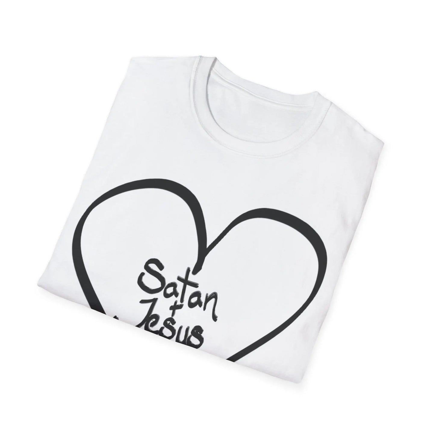 Unisex T-Shirt 'Jesus+Satan' Witty Humor for Satanists, Agnostics, Atheists Printify