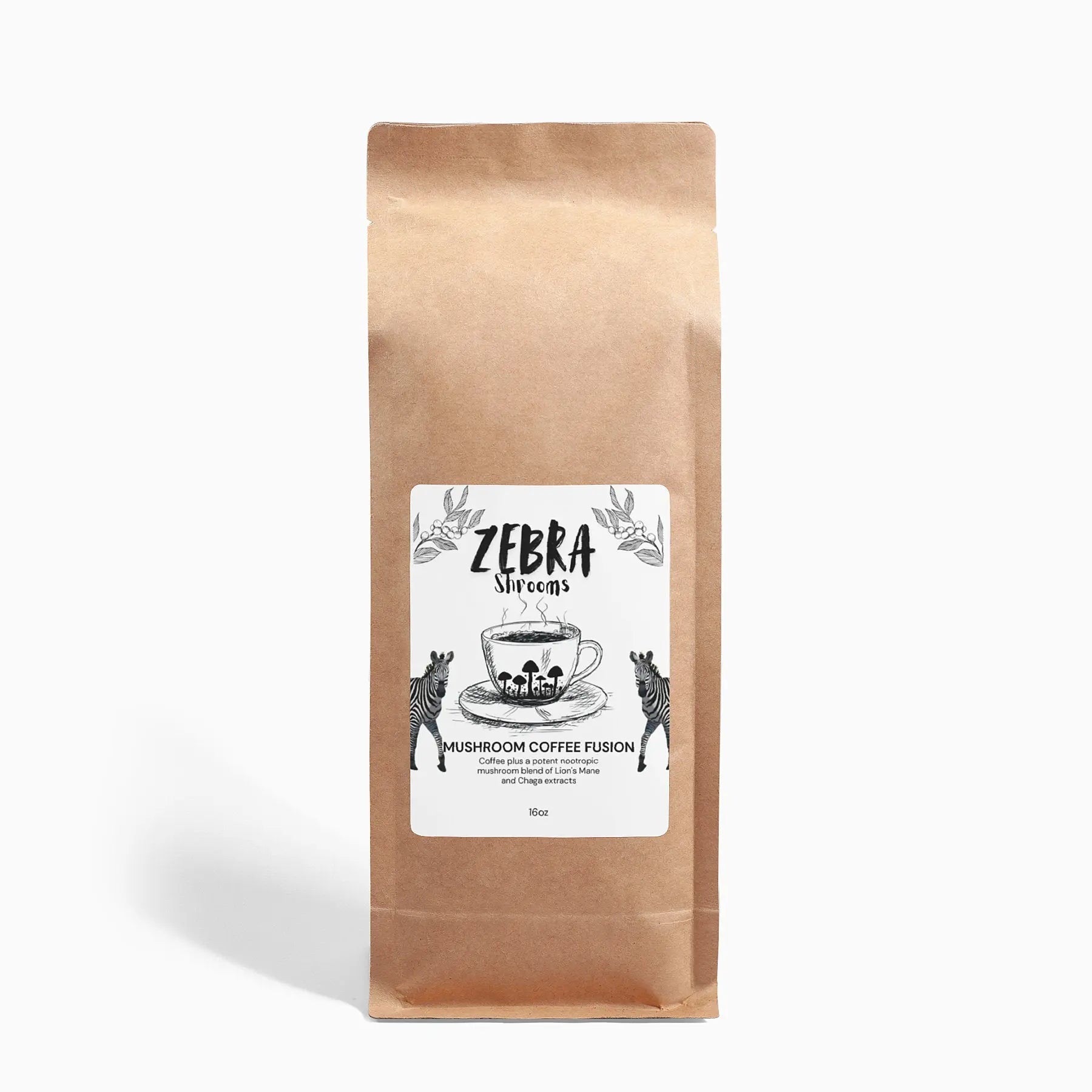 Mushroom Coffee Fusion - Lion’s Mane & Chaga 16oz The Zebra Effect