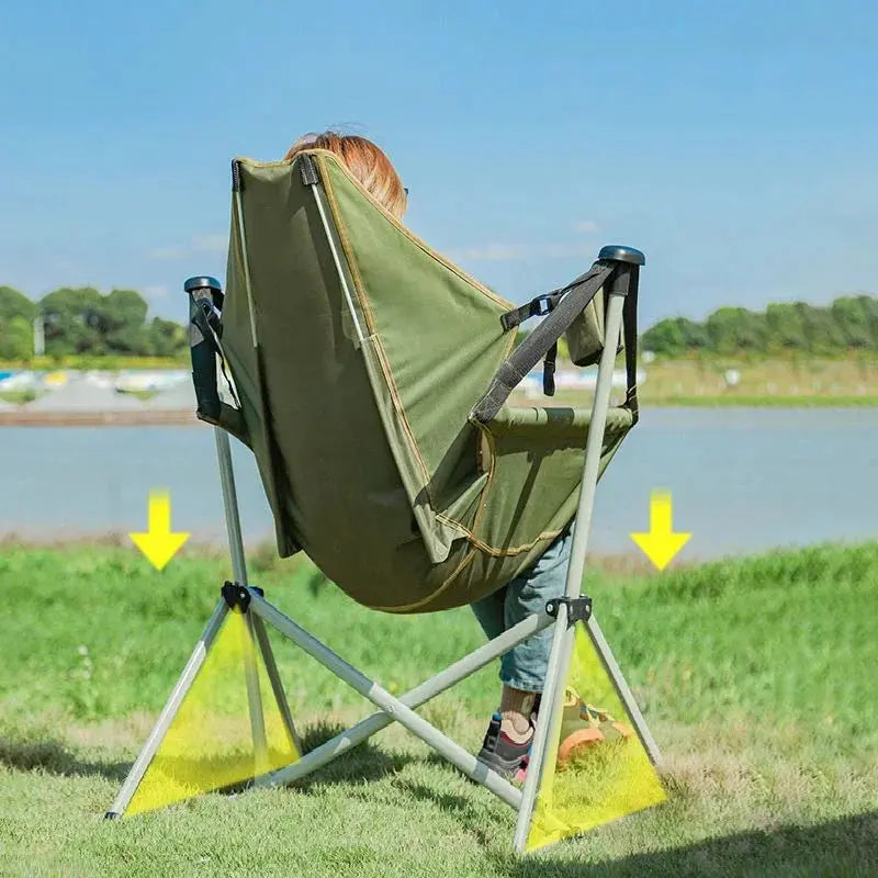 Outdoor Folding High Load-Bearing Camping Chair Backrest Rocking Moon Chair Portable Camping Beach  Chair Wholesale The Zebra Effect