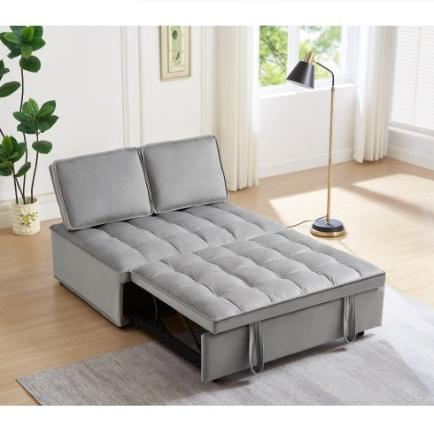 Convertible Sleeping Sofa Bed, Modern Velvet Fabric Double Seat Sofa Bed, Sleeping Sofa Bed With 2 Backs And Detachable Backs, Backs, Suitable For Living Room Bedroom,Grey Magenta Charlie