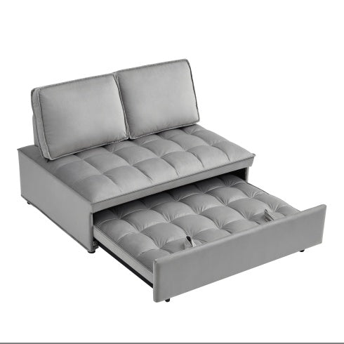 Convertible Sleeping Sofa Bed, Modern Velvet Fabric Double Seat Sofa Bed, Sleeping Sofa Bed With 2 Backs And Detachable Backs, Backs, Suitable For Living Room Bedroom,Grey Magenta Charlie