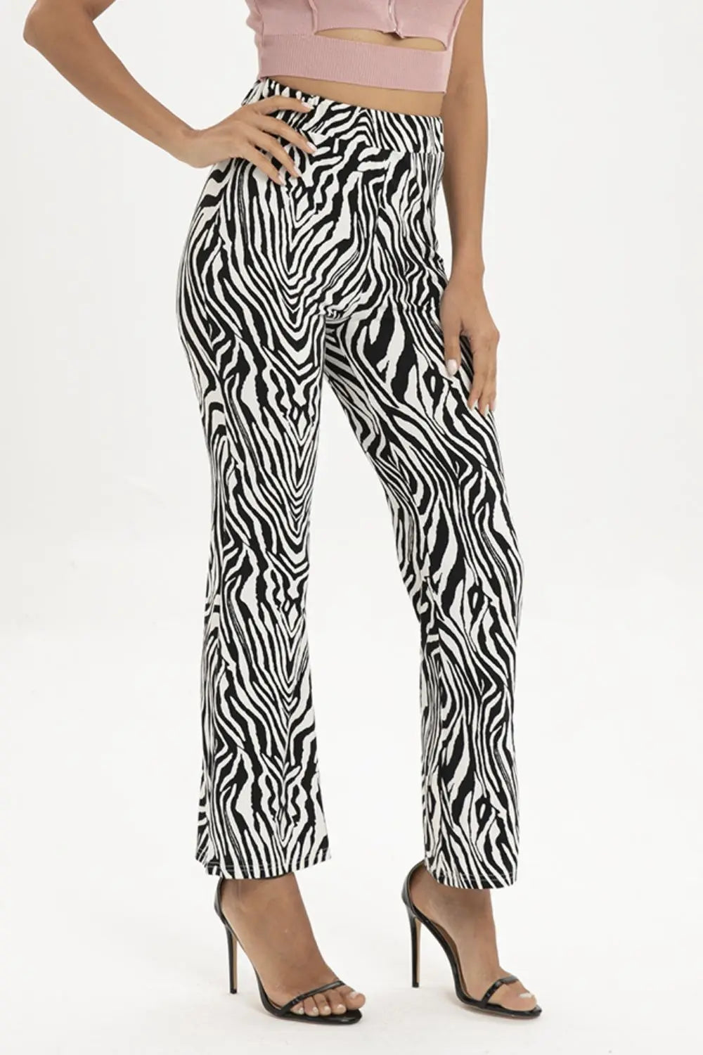 Zebra Print Straight Leg Pants Trendsi