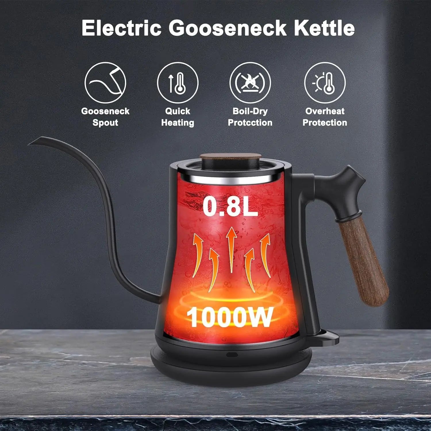 Gooseneck Electric Kettle, Pour Over Coffee Kettle Hot Water Tea Kettle,Stainless Steel Inner With Leak Proof Design,Rapid Heating, Auto Shutoff Magenta Charlie