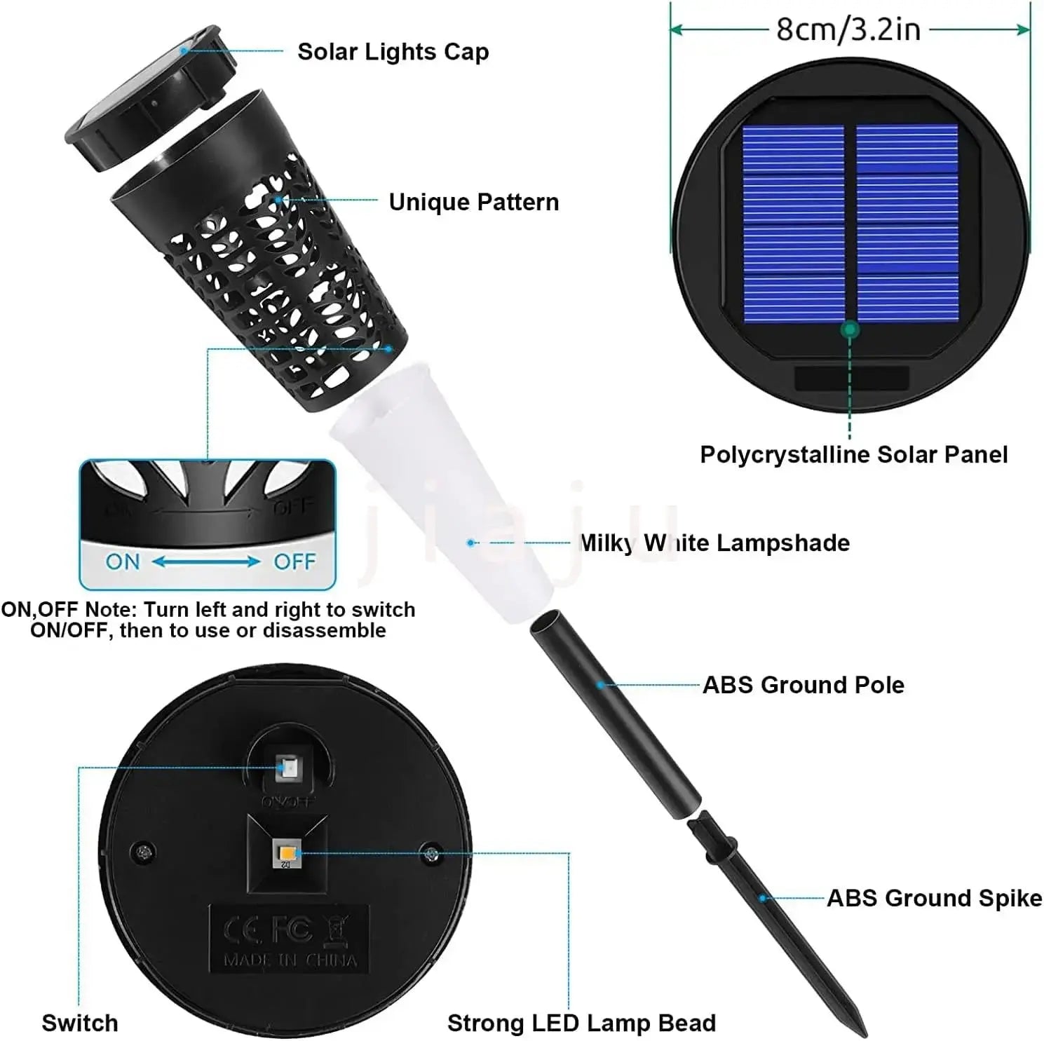 LED Solar Pathway Lights Warm White Outdoor Solar Lights Waterproof Solar Powered Lights for Yard Patio LED Christmas Decoration The Zebra Effect