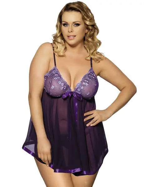 Plus Size Women Sexy Lingerie  6XL  Sleepwear Sleepdress Magenta Charlie