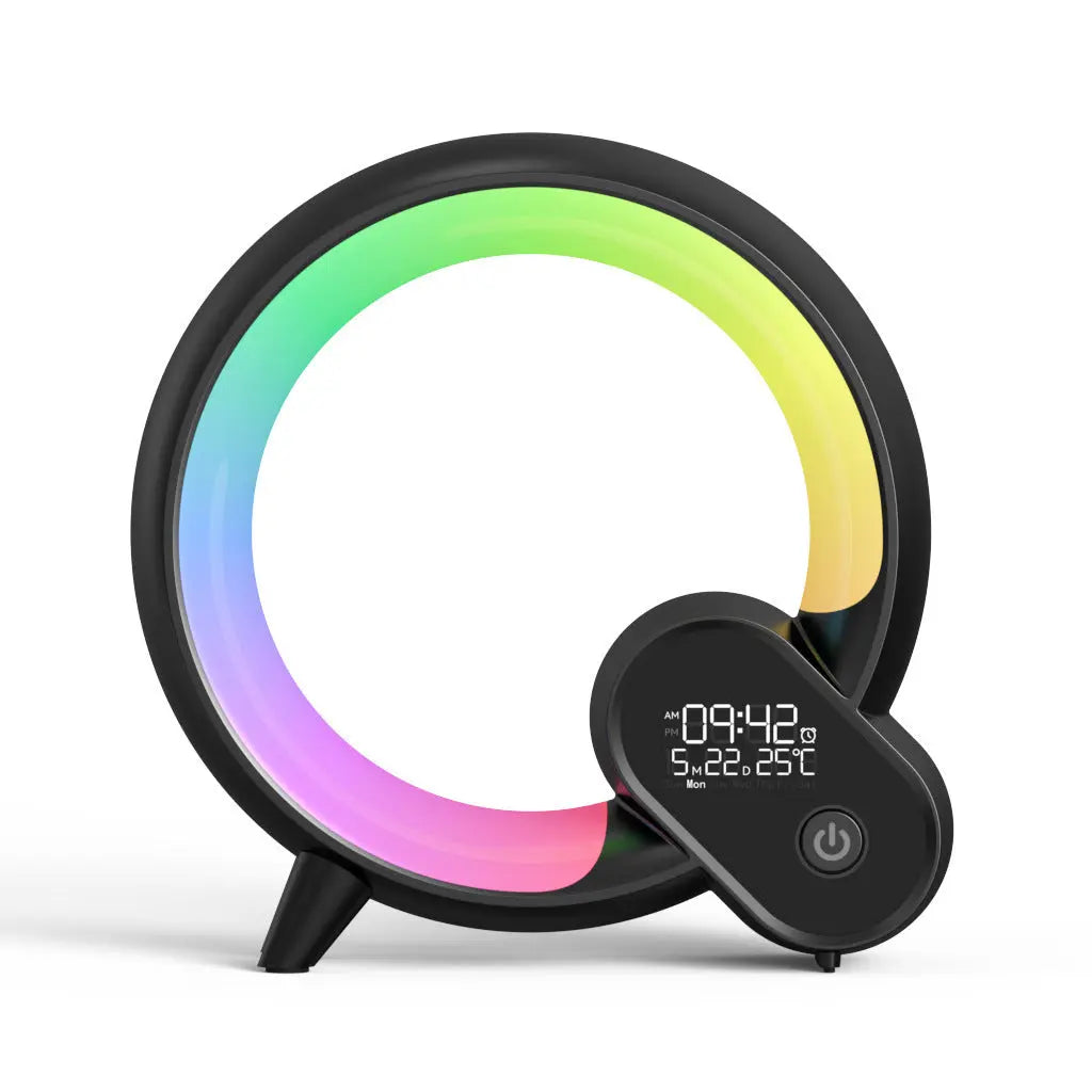 Creative Q Light Analog Sunrise Digital Display Alarm Clock Bluetooth Audio Intelligent Wake-up Q Colorful Atmosphere Light Magenta Charlie