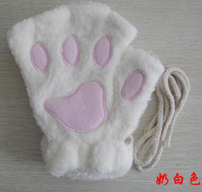 Winter Lovely Half Cover Paw Bear Cat Claw Gloves Short Finger Magenta Charlie