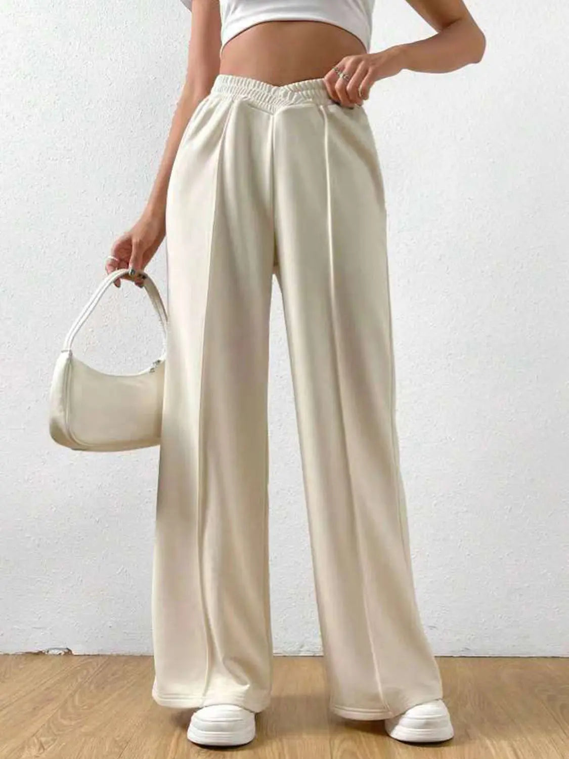 Elastic Waist Wide Leg Pants Trendsi