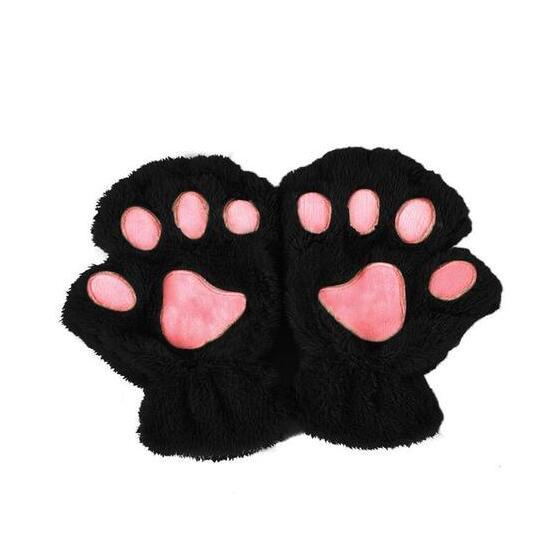 Winter Lovely Half Cover Paw Bear Cat Claw Gloves Short Finger Magenta Charlie