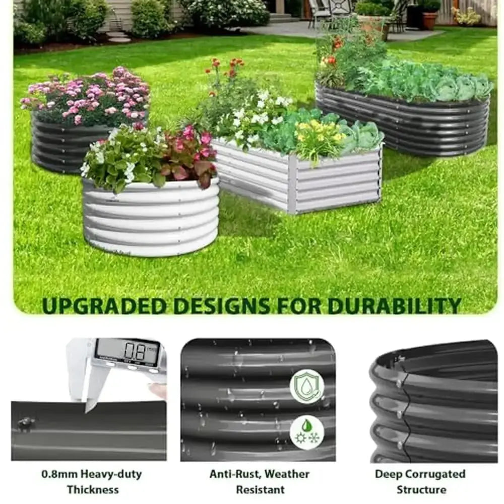 Galvanized Steel Raised Garden Beds 4X4X1.5ft & 6X2X1.5ft Outdoor Planting Vegetables Flowers Herbs Quartz Grey Long-lasting The Zebra Effect