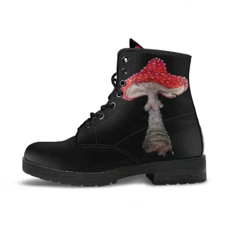 European And American Personality 3D Tuya Mushroom Pattern Lace-up Martin Boots Magenta Charlie