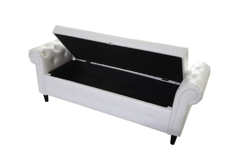 White Multifunctional Storage Rectangular Sofa Stool The Zebra Effect