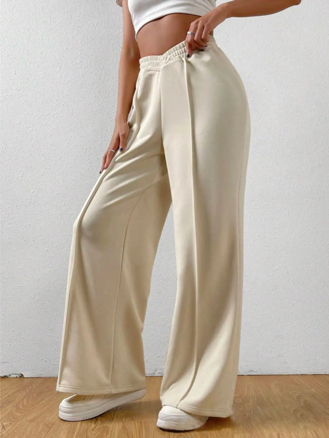 Elastic Waist Wide Leg Pants Trendsi