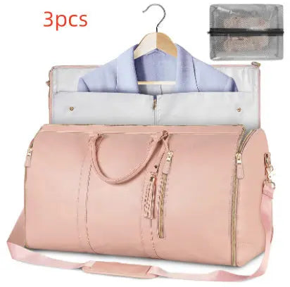 Large Capacity Travel Duffle Bag Women's Handbag Folding Suit Bag Waterproof Clothes Totes Magenta Charlie