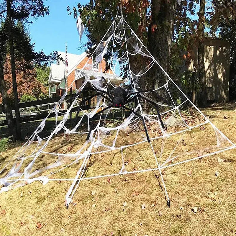 Giant Spider Huge Spider Web Halloween Decoration Props Haunted Indoor Outdoor Spooky Plush Large Araneid Prank Trick Supplies The Zebra Effect