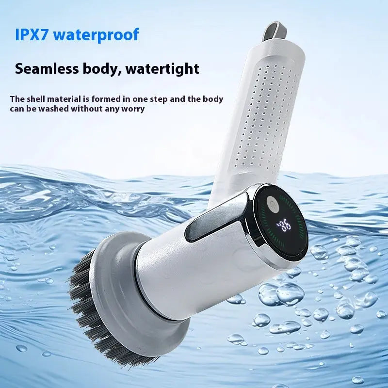 Multifunctional Smart Display Electric Cleaning Brush Wireless Kitchen Sink Cleaning Brush Waterproof Electric Pot Brush Cleaning Tool The Zebra Effect