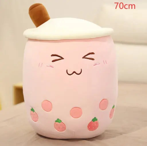 Cute Fruit Drink Plush Stuffed Soft Strawberry Milk Tea Plush Boba Tea Cup Toy Bubble Tea Pillow Cushion Kids Gift Magenta Charlie