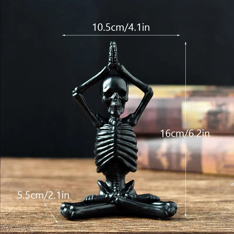 Halloween Horror Desktop Decoration Resin Ornaments Feature Modeling Yoga Skull Skeleton Magenta Charlie