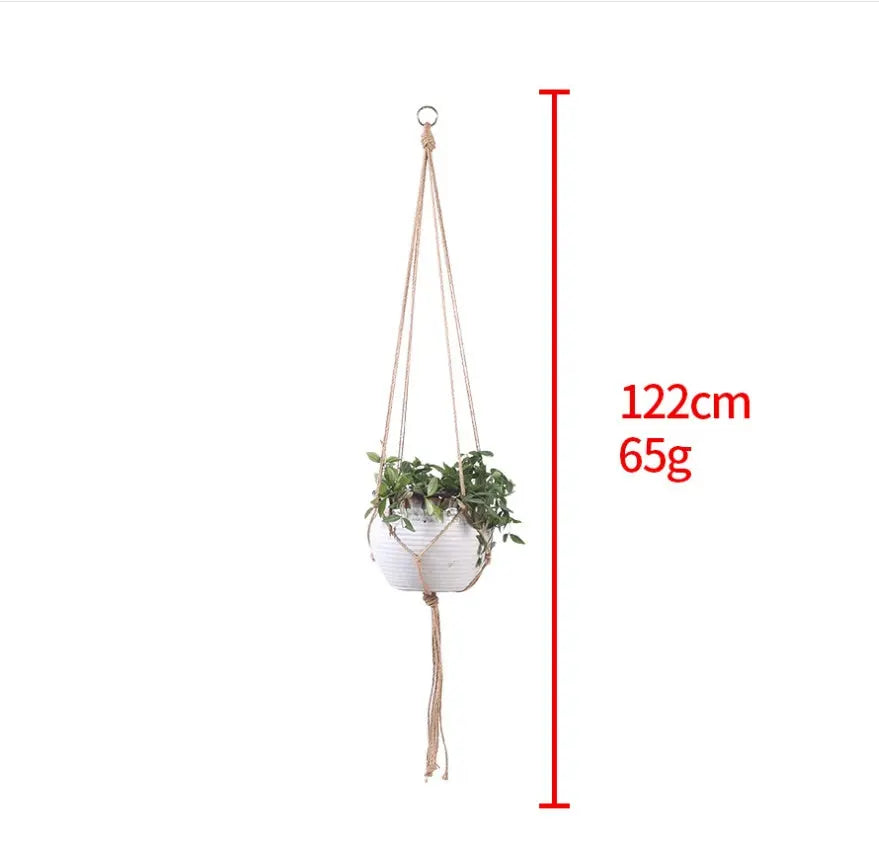 Hand-woven plant hanging basket cotton rope sling basket Magenta Charlie