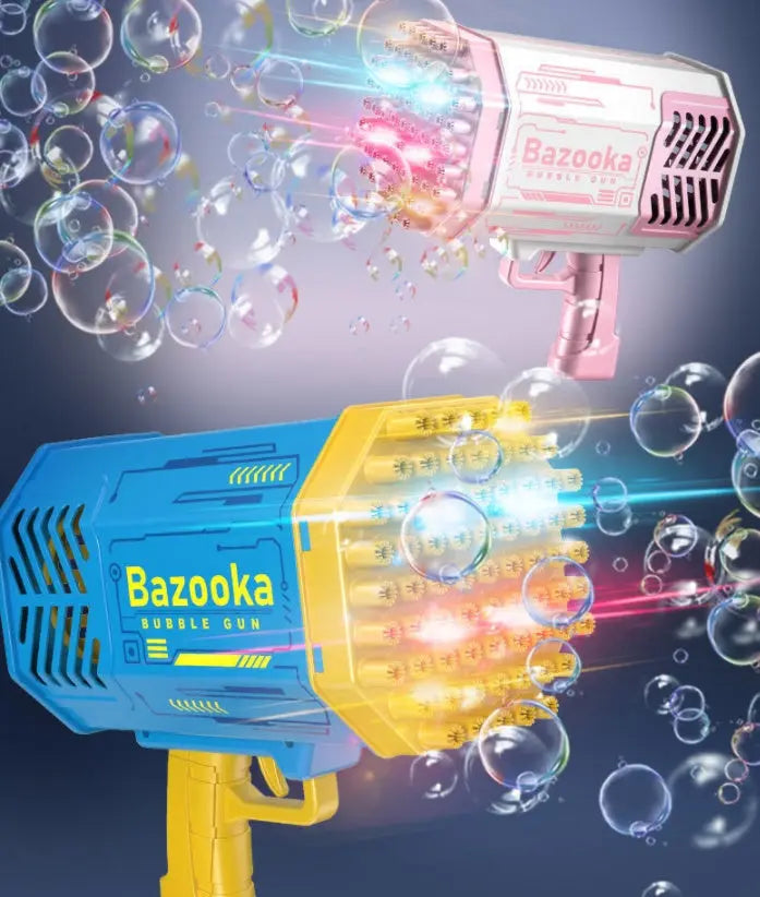 Bubble Gun Rocket 69 Holes Soap Bubbles Machine Gun Shape Automatic Blower With Light Toys For Kids Pomperos The Zebra Effect