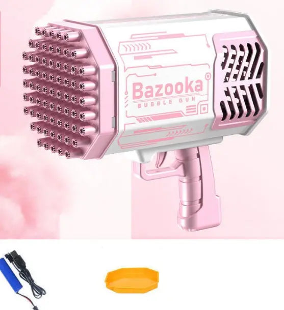 Bubble Gun Rocket 69 Holes Soap Bubbles Machine Gun Shape Automatic Blower With Light Toys For Kids Pomperos The Zebra Effect