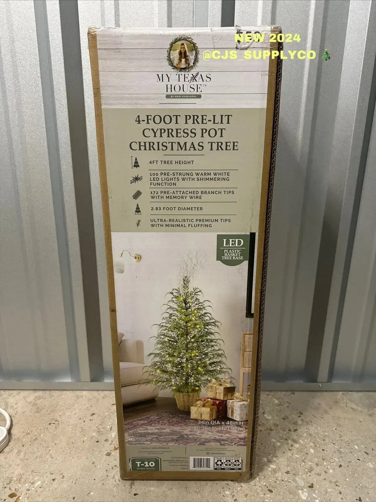 Potted 4FT Pre-Lit Cypress Artificial Christmas Tree 100 Lights The Zebra Effect