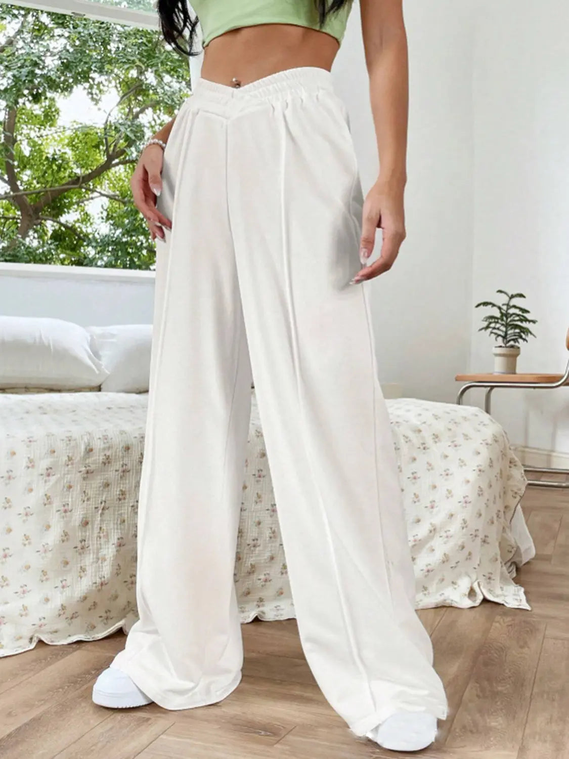 Elastic Waist Wide Leg Pants Trendsi