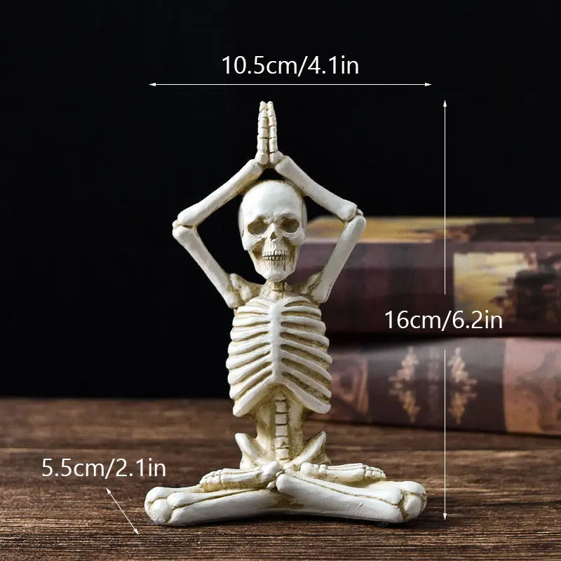 Halloween Horror Desktop Decoration Resin Ornaments Feature Modeling Yoga Skull Skeleton Magenta Charlie