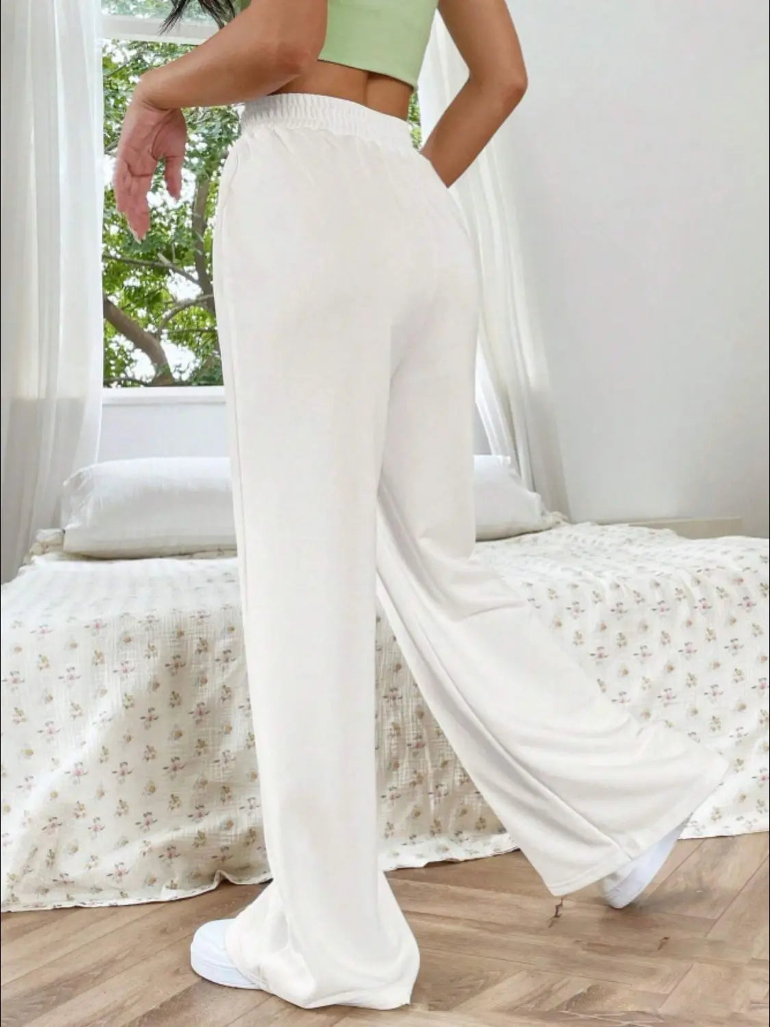 Elastic Waist Wide Leg Pants Trendsi