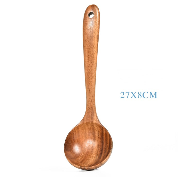 Teak Natural Wood Tableware Spoon Ladle Turner Rice Colander Soup Skimmer Cooking Tool Sets Spoon Scoop Kitchen Tools Gadgets Magenta Charlie