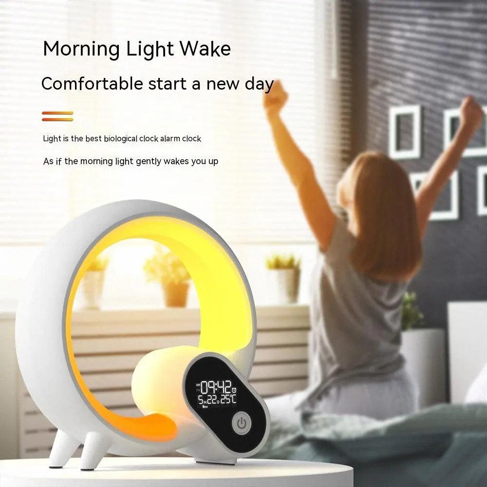 Creative Q Light Analog Sunrise Digital Display Alarm Clock Bluetooth Audio Intelligent Wake-up Q Colorful Atmosphere Light Magenta Charlie