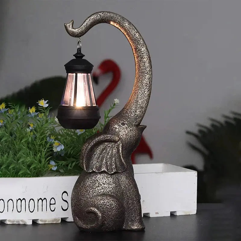 Outdoor Solar Elephant Lamp Resin Creative Crafts Animal Statue Decoration Garden Courtyard Decoration Good Luck Garden Gifts The Zebra Effect