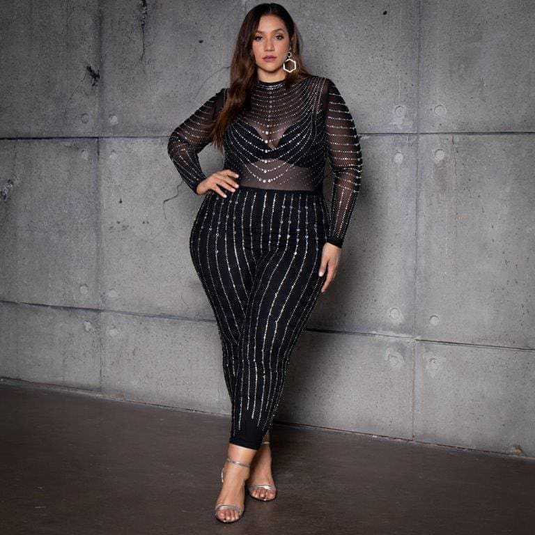 New High-stretch Mesh See-through Tight Jumpsuit Women The Zebra Effect