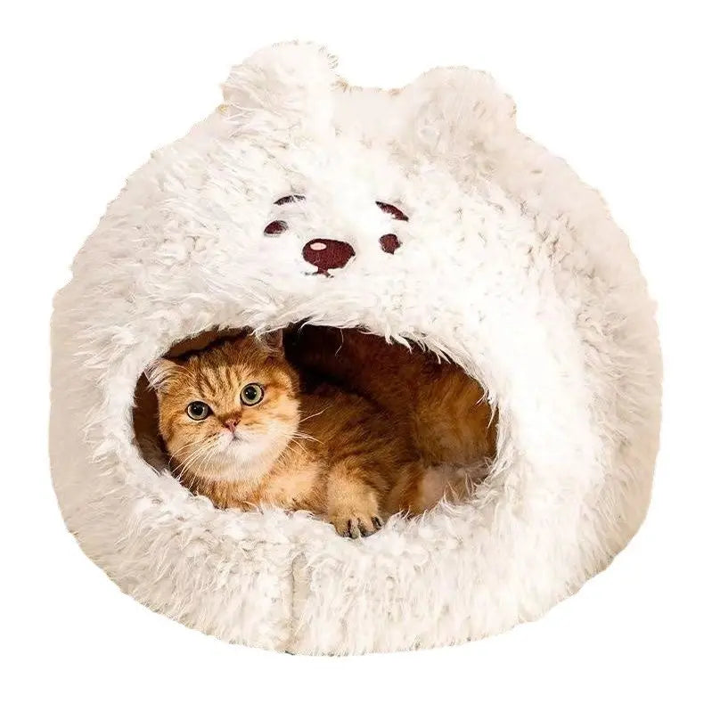 Closed Warm Plush Pet Cat Nest Magenta Charlie