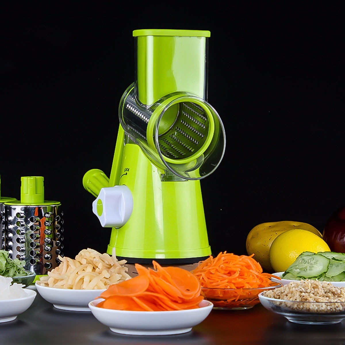 Vegetable Cutter Round Mandoline Slicer Potato Julienne Carrot Grater Cheese Magenta Charlie